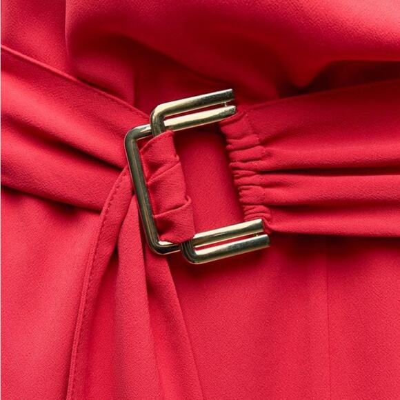 ZARA ASYMMETRIC CREPE BUCKLE JUMPSUIT - Picture 10 of 12